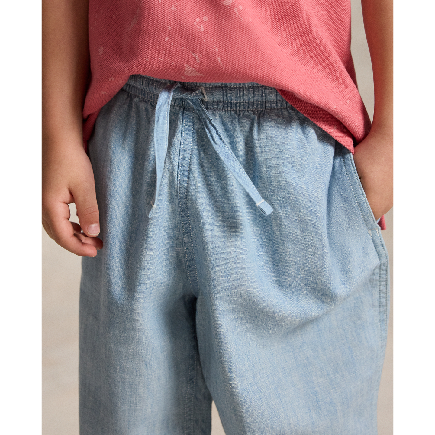Детские брюки Ralph Lauren Big Fit Cotton Chambray, цвет: Шамбре — фото 3