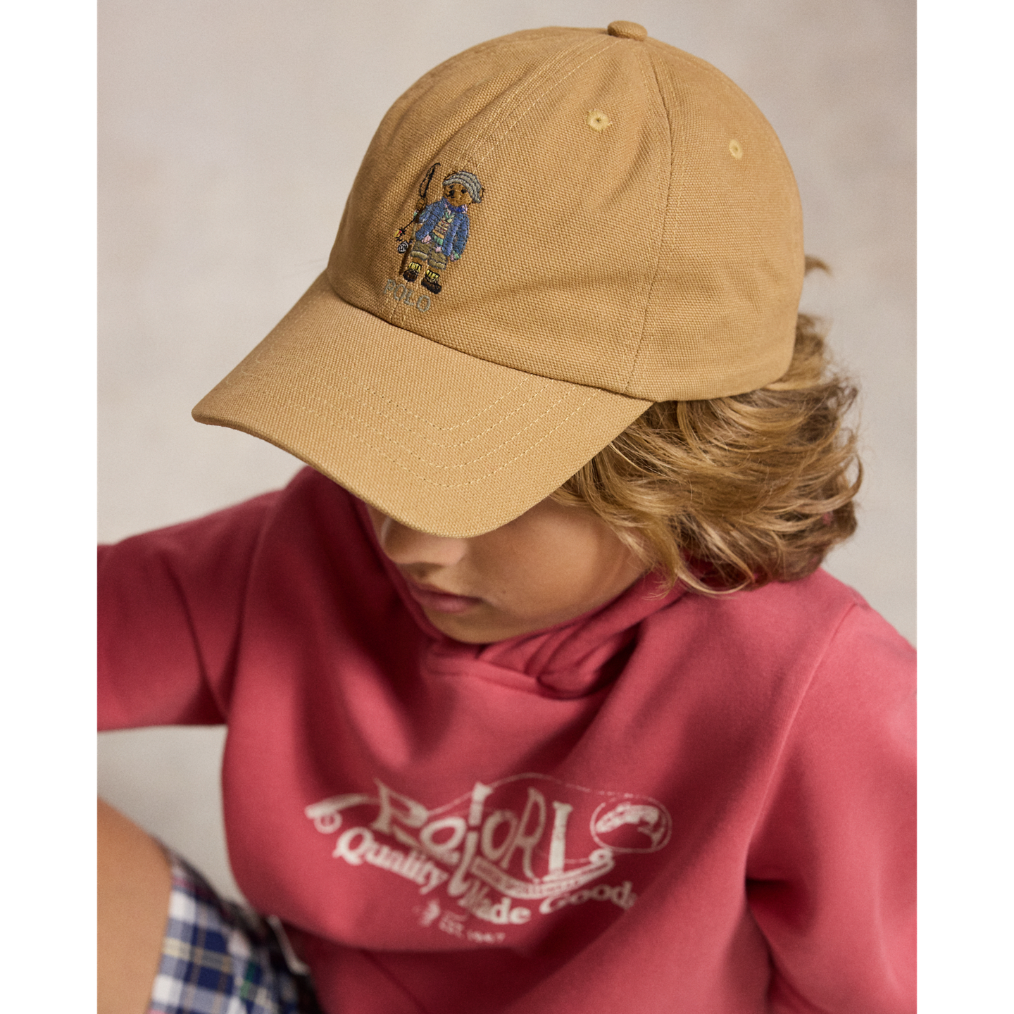 Детская кепка Ralph Lauren Polo Bear Canvas Ball, цвет: Рыжевато-коричневый — фото 2