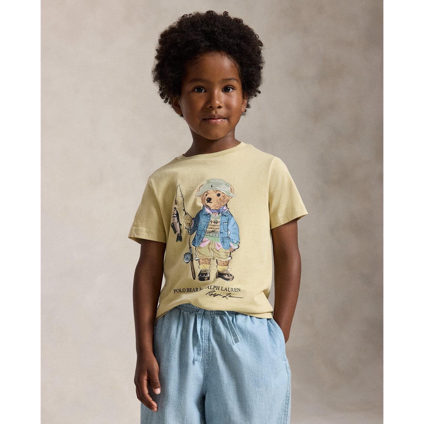 Детская футболка Ralph Lauren Polo Bear Cotton Jersey, цвет: Кремовый — фото 4