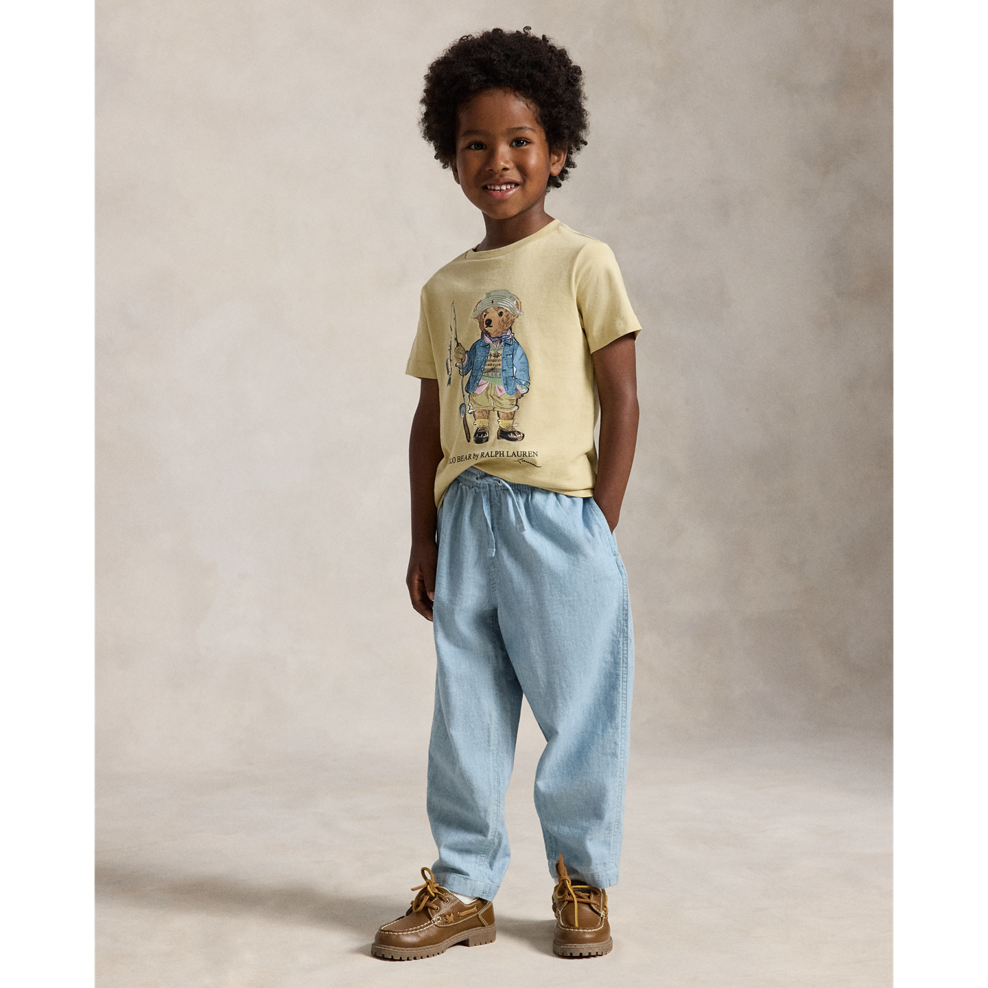 Детская футболка Ralph Lauren Polo Bear Cotton Jersey, цвет: Кремовый — фото 2