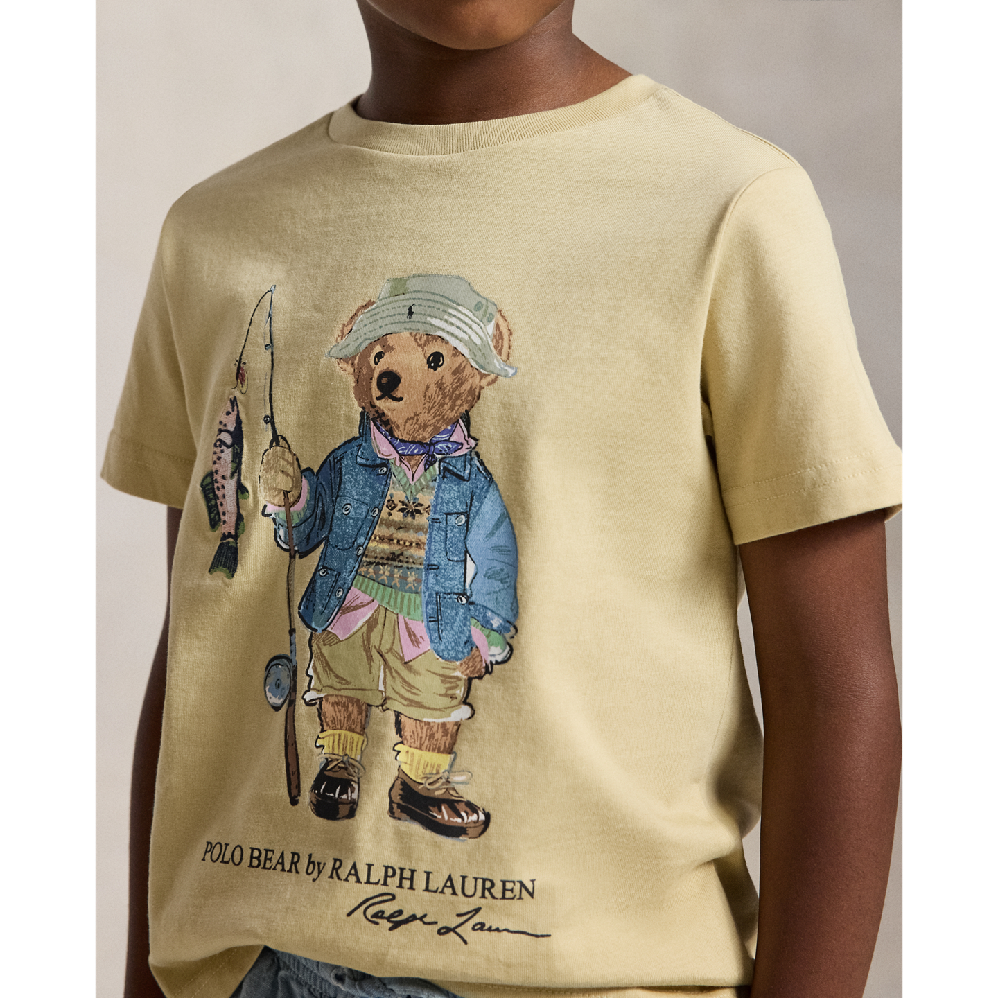 Детская футболка Ralph Lauren Polo Bear Cotton Jersey, цвет: Кремовый — фото 3