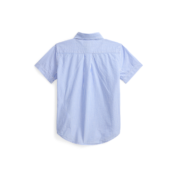 Blue/White Striped Cotton Seersucker Shirt Boys 2-7 2