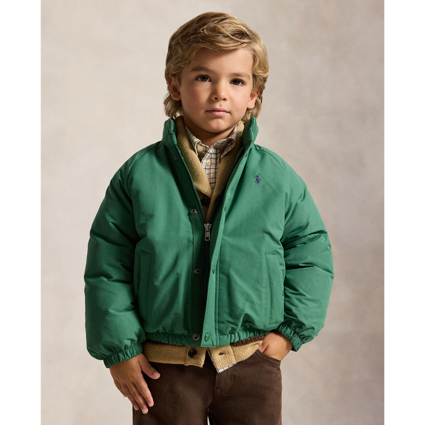Детская куртка Ralph Lauren Down Mockneck, цвет: Зелёный — фото 4