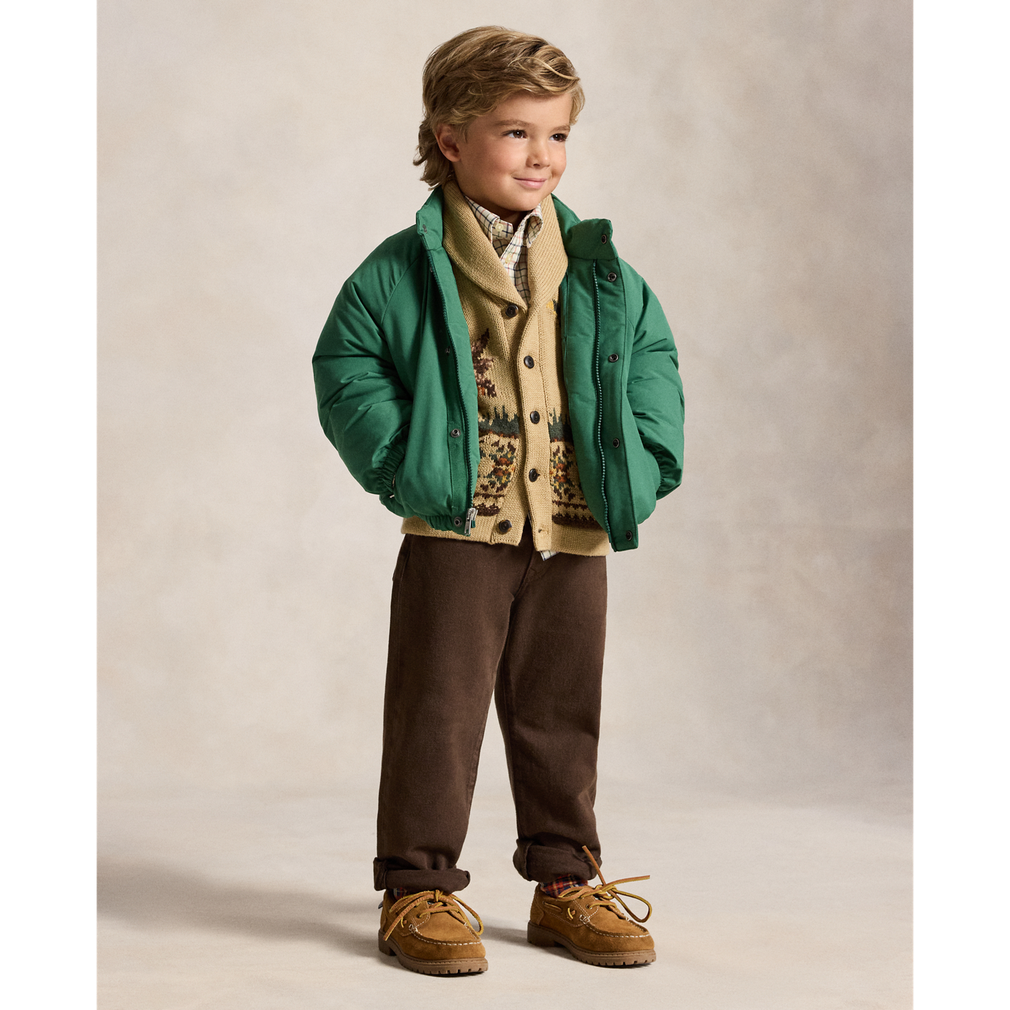 Детская куртка Ralph Lauren Down Mockneck, цвет: Зелёный — фото 2