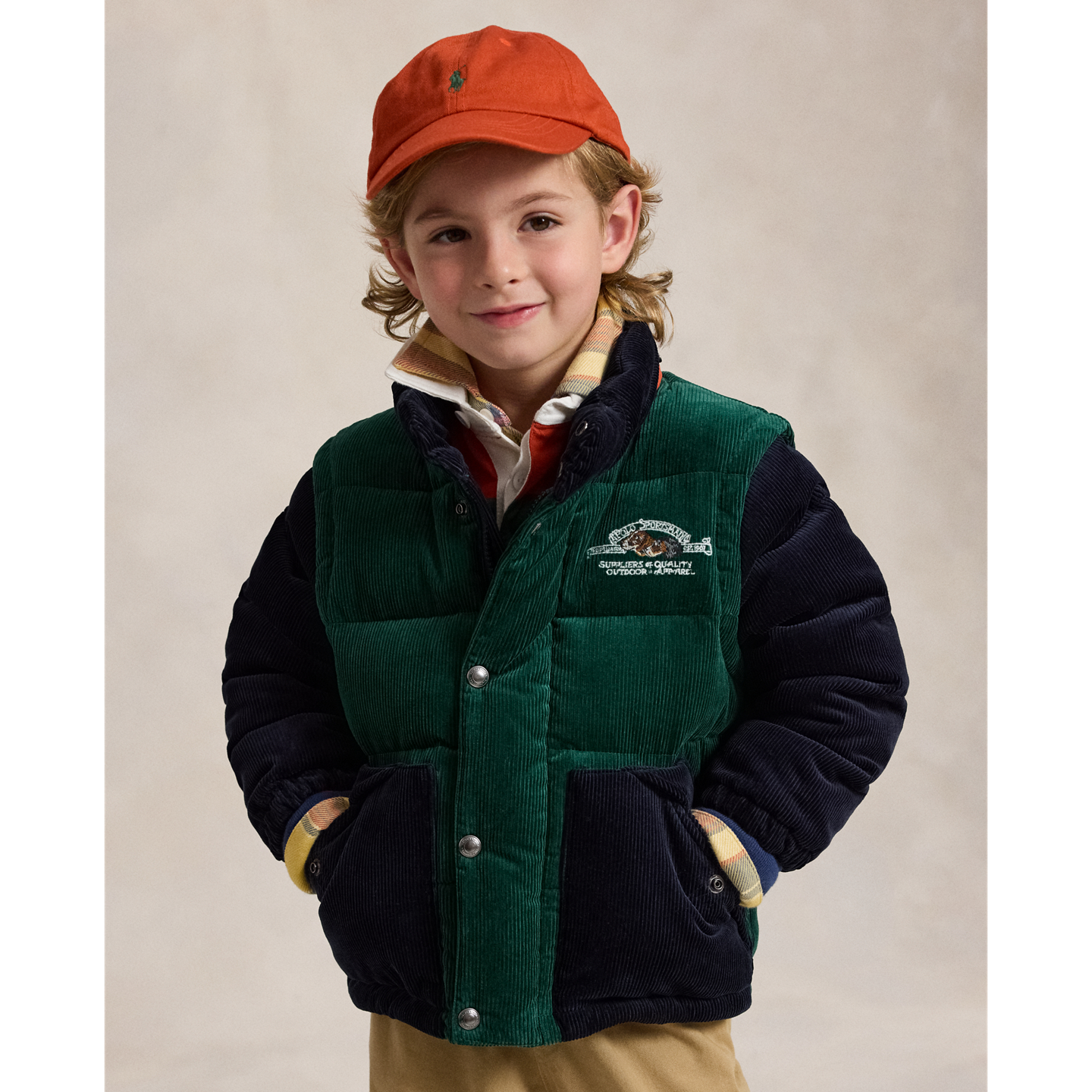Детская куртка Ralph Lauren Convertible Corduroy Down, цвет: Разноцветный — фото 3
