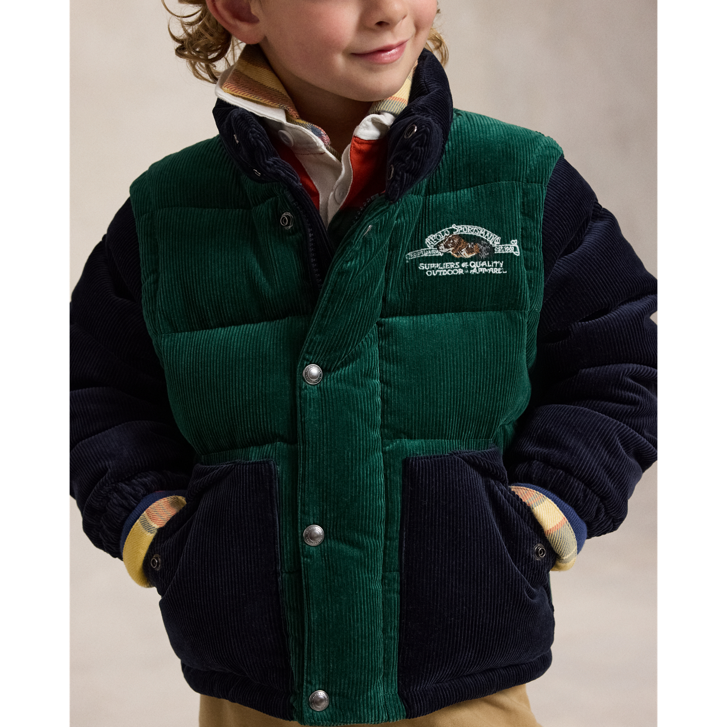 Детская куртка Ralph Lauren Convertible Corduroy Down, цвет: Разноцветный — фото 2