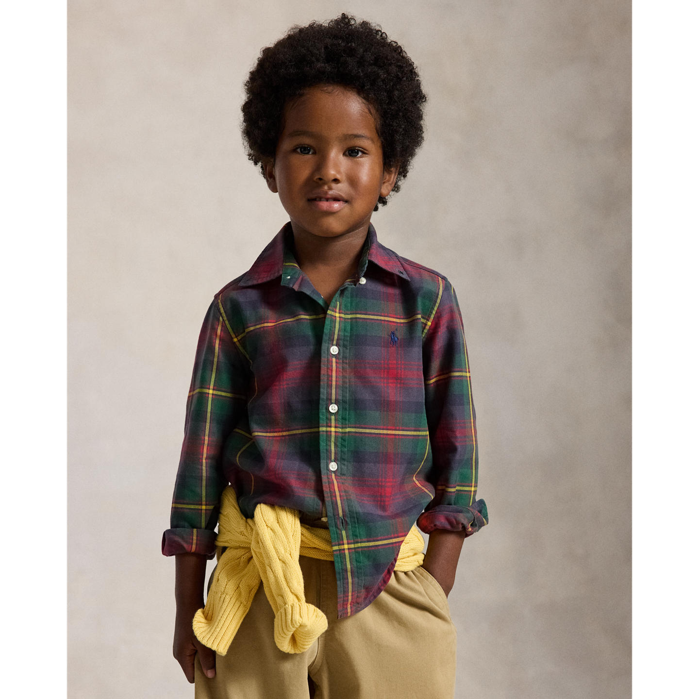 Детская рубашка Ralph Lauren Plaid Cotton Oxford, цвет: Зелёный / Красный разноцветный — фото 4