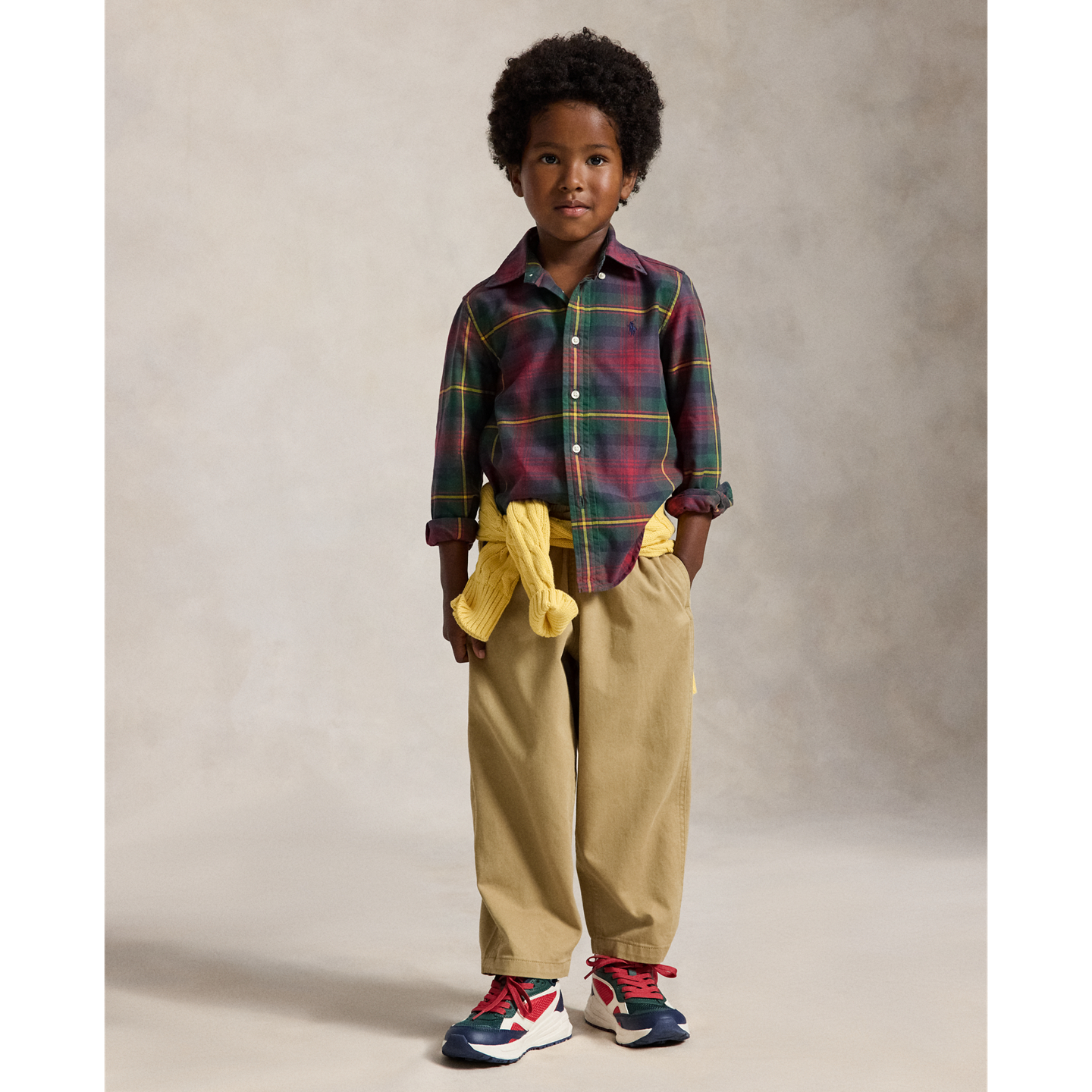 Детская рубашка Ralph Lauren Plaid Cotton Oxford, цвет: Зелёный / Красный разноцветный — фото 2
