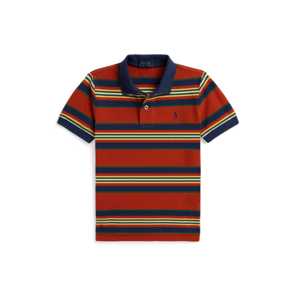 Striped Cotton Mesh Polo Shirt