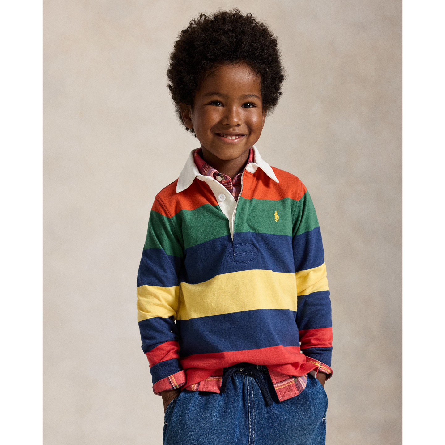 Детская рубашка Ralph Lauren Striped Cotton Rugby, цвет: Красный разноцветный — фото 4