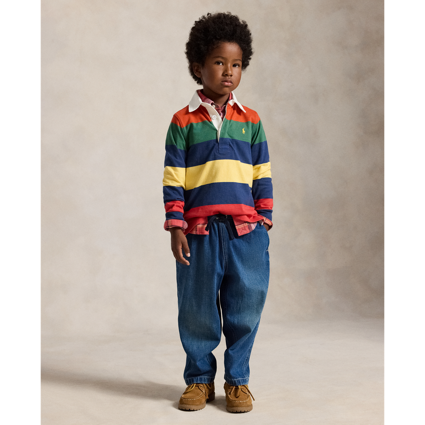 Детская рубашка Ralph Lauren Striped Cotton Rugby, цвет: Красный разноцветный — фото 2