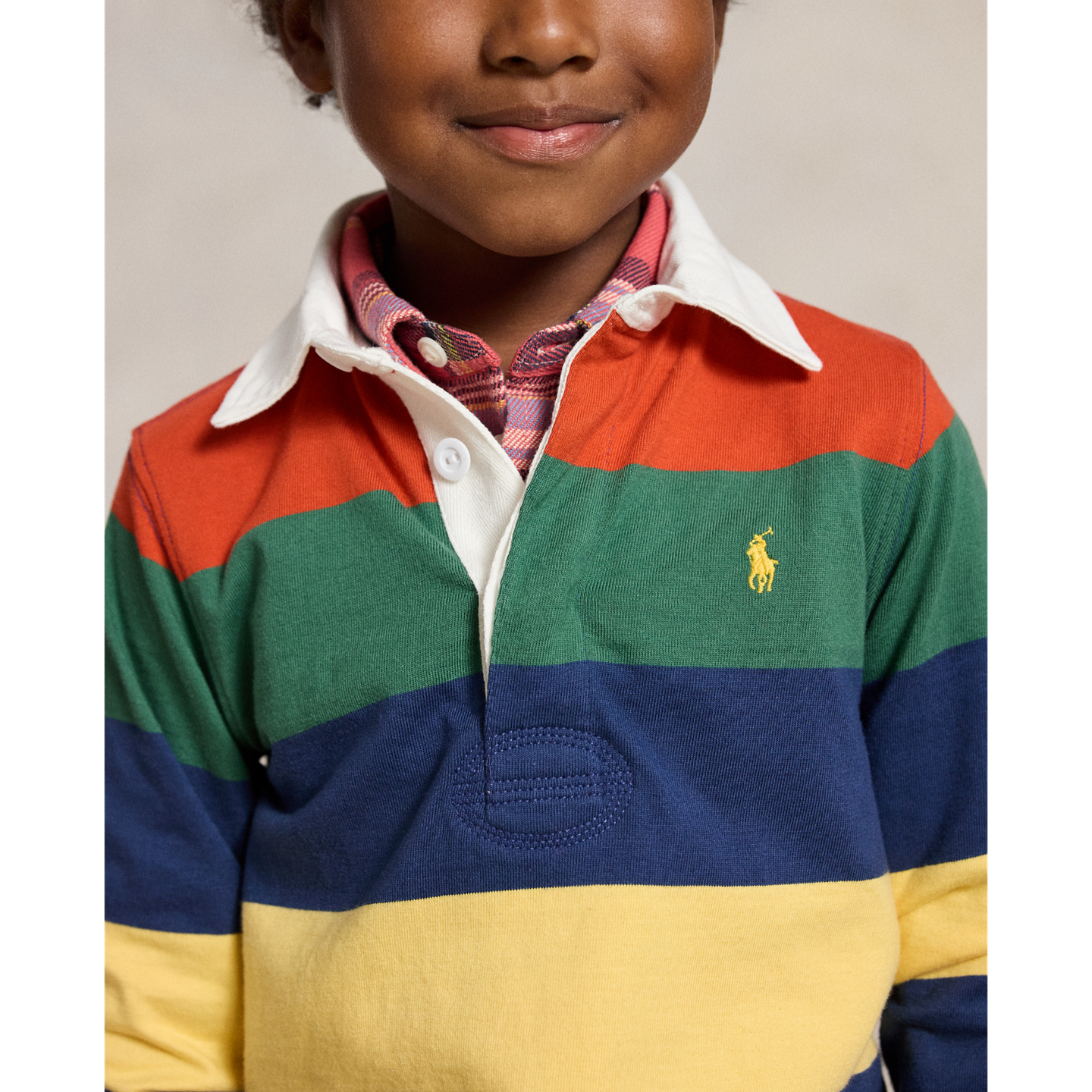 Детская рубашка Ralph Lauren Striped Cotton Rugby, цвет: Красный разноцветный — фото 3
