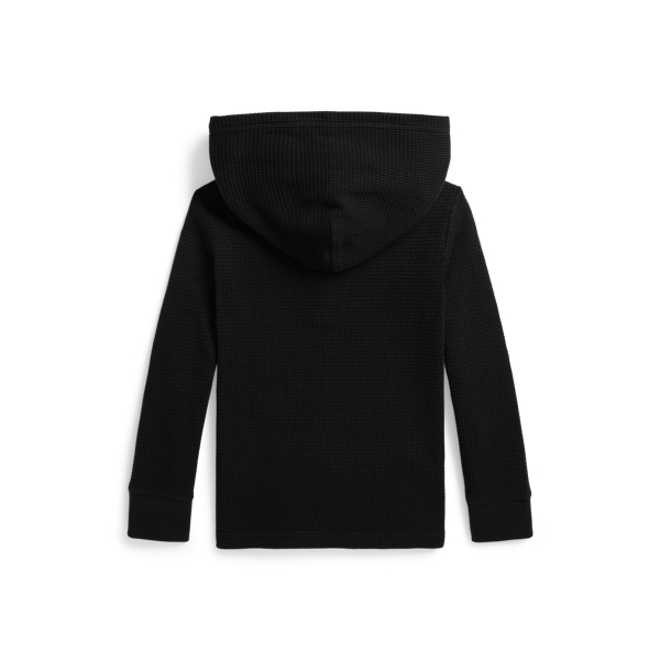 Polo Black Waffle-Knit Cotton Hooded Henley Boys 2-7 2