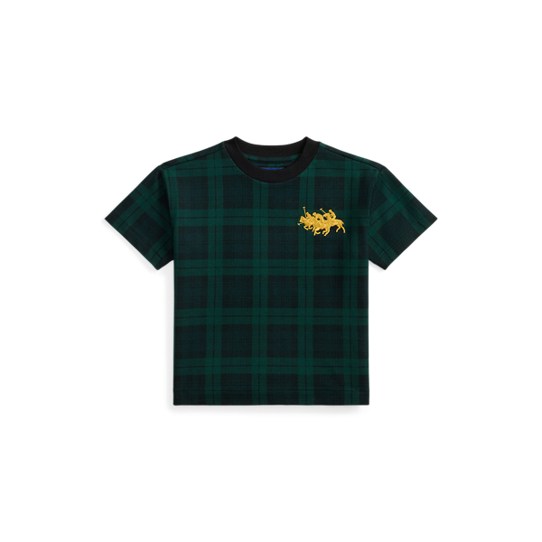 Big Fit Triple-Pony Plaid Cotton Tee