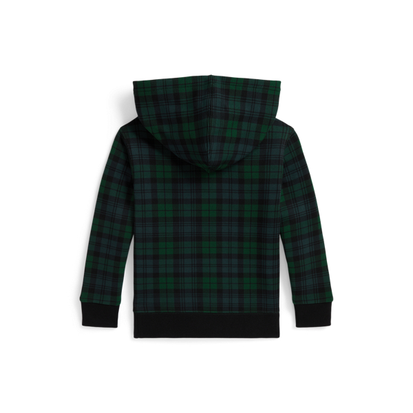 Geruite fleece hoodie met Triple-Pony