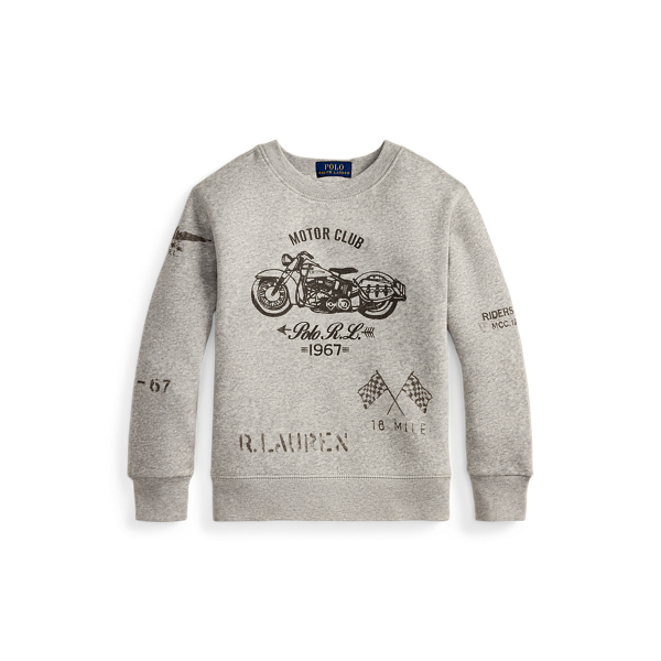 Motorcycle-Print Fleece Sweatshirt