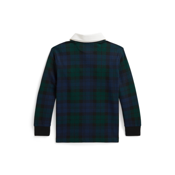Double-Pony Plaid Cotton Rugby Shirt