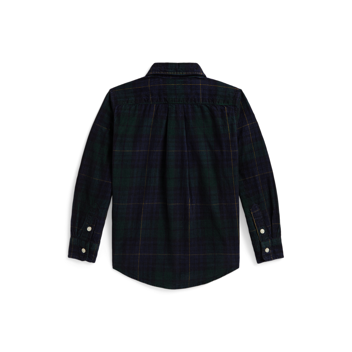 Детская рубашка Ralph Lauren Plaid Cotton Corduroy, цвет: Тёмно-синий золотой разноцветный — фото 1