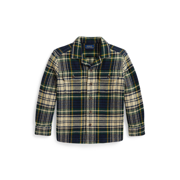 Plaid Cotton Flannel Camp Shirt