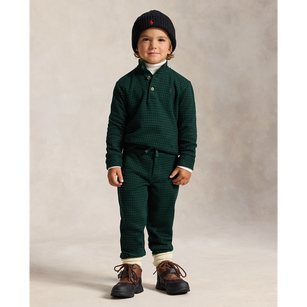 Plaid Estate-Rib Cotton Pullover & Pant