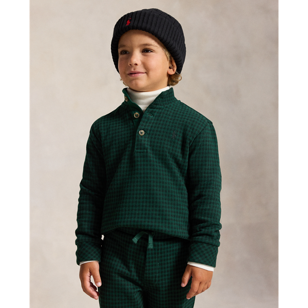 Plaid Estate-Rib Cotton Pullover & Pant