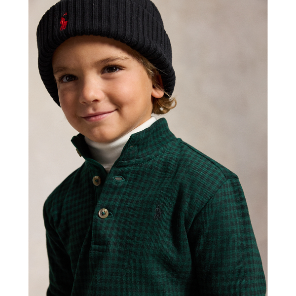 Plaid Estate-Rib Cotton Pullover & Pant