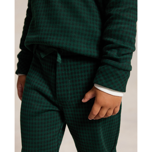 Plaid Estate-Rib Cotton Pullover & Pant