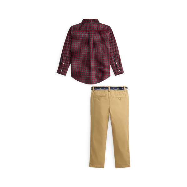 Plaid Poplin Shirt, Belt & Chino Pant