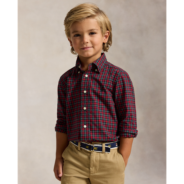 Plaid Poplin Shirt, Belt & Chino Pant