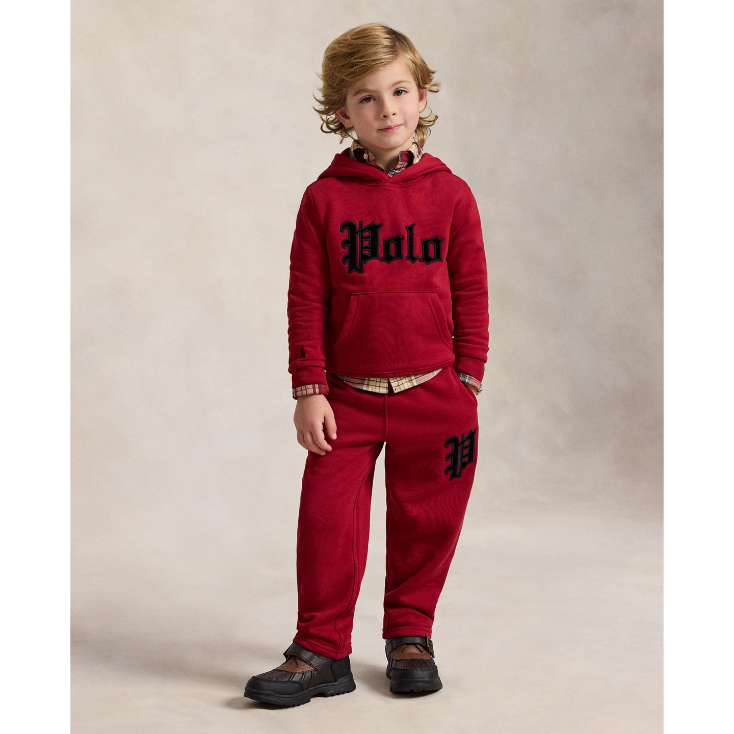 Детские брюки Ralph Lauren Velvet-Appliqué Wide-Leg Sweatpant, цвет: Красный — фото 4