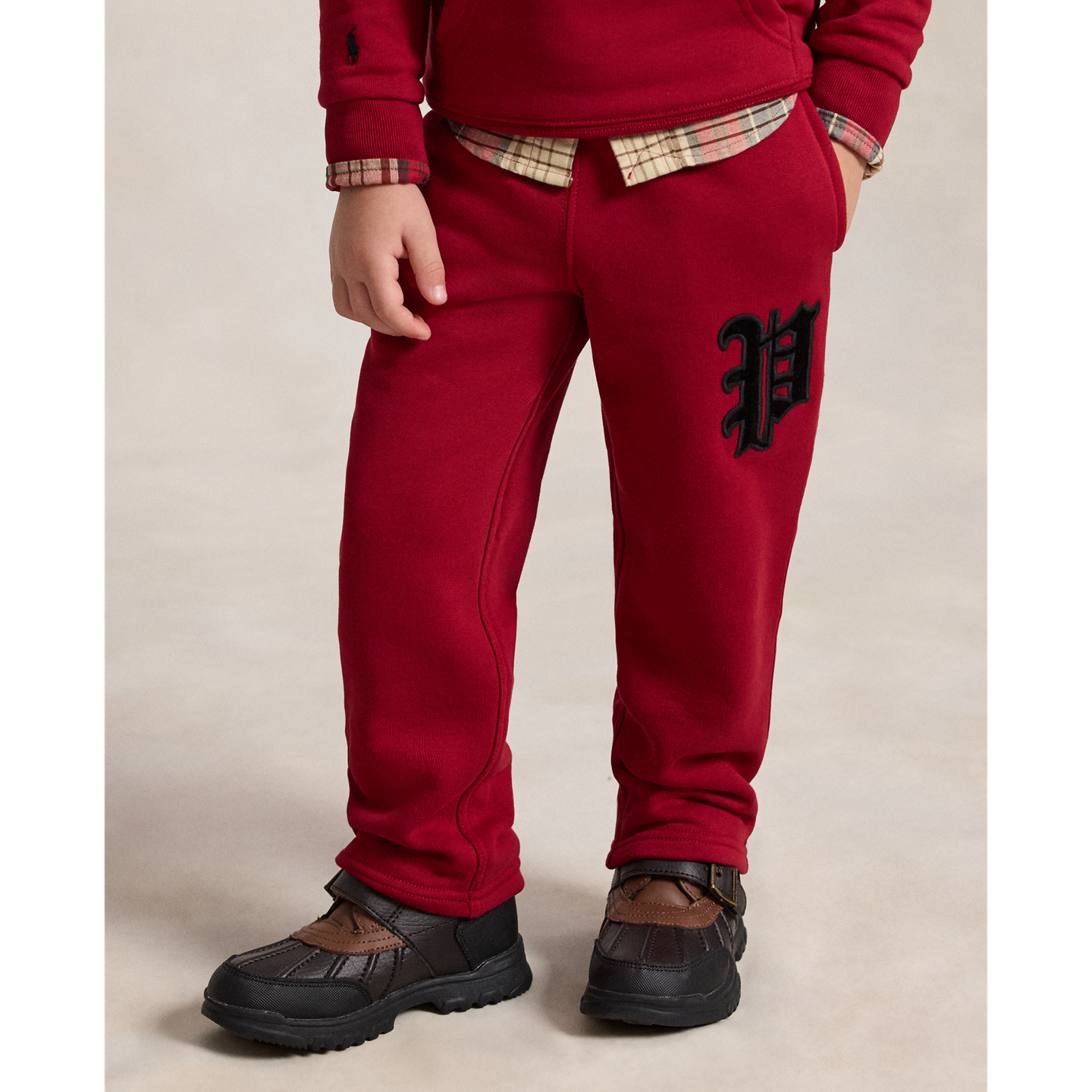 Детские брюки Ralph Lauren Velvet-Appliqué Wide-Leg Sweatpant, цвет: Красный — фото 2