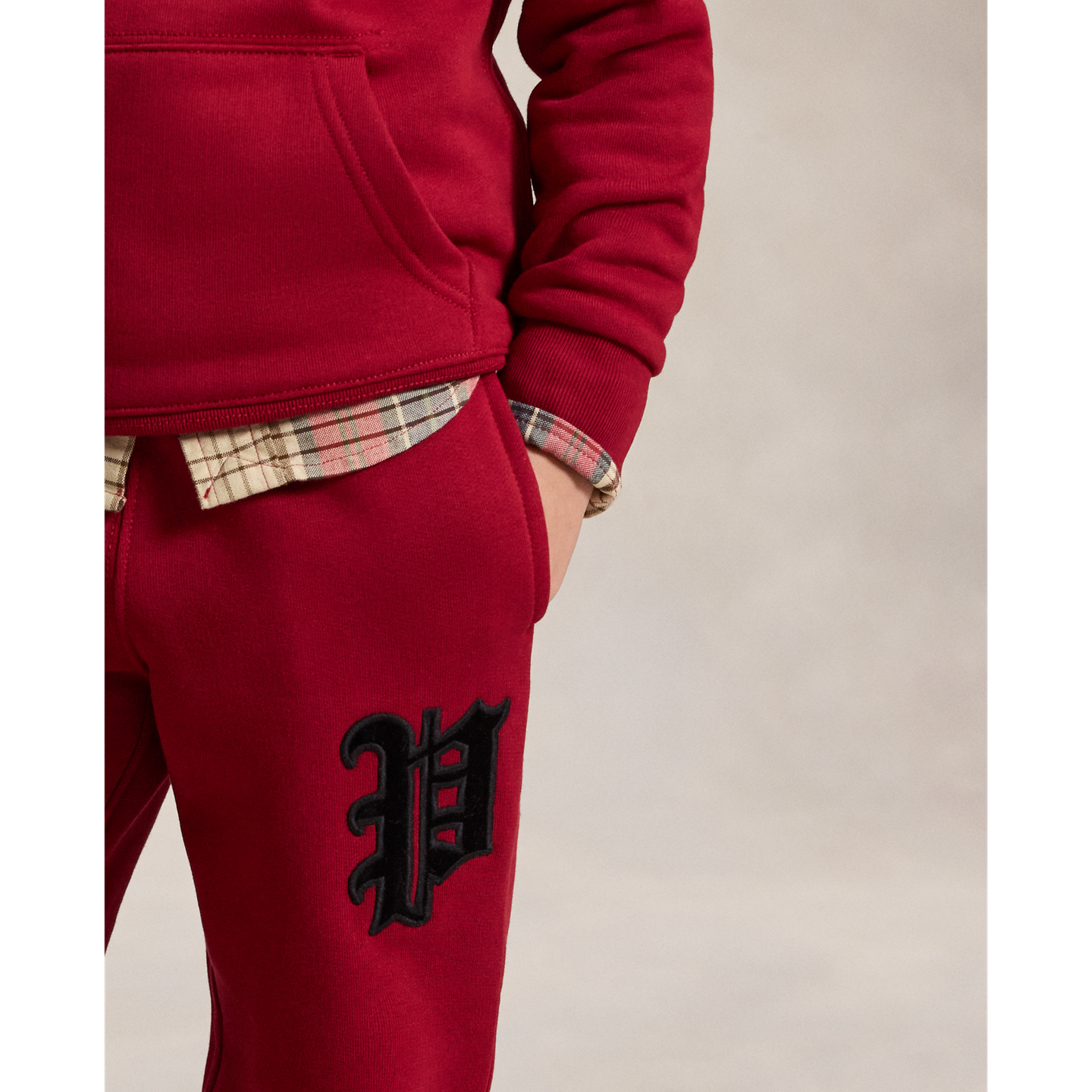 Детские брюки Ralph Lauren Velvet-Appliqué Wide-Leg Sweatpant, цвет: Красный — фото 3