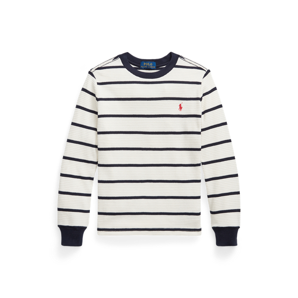 Striped Waffle Cotton Long-Sleeve Tee