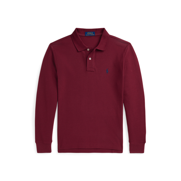 Cotton Mesh Long-Sleeve Polo Shirt