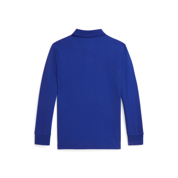Cotton Mesh Long-Sleeve Polo Shirt