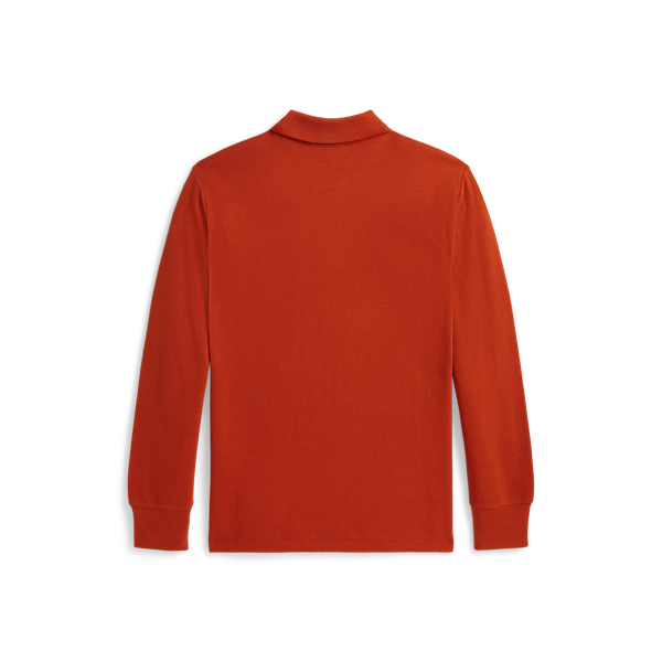 Varsity Orange Cotton Mesh Long-Sleeve Polo Shirt Boys 8-20 2