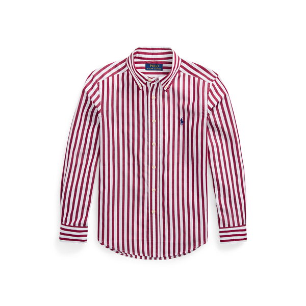 White Red Striped Cotton Poplin Shirt Boys 8-20 1