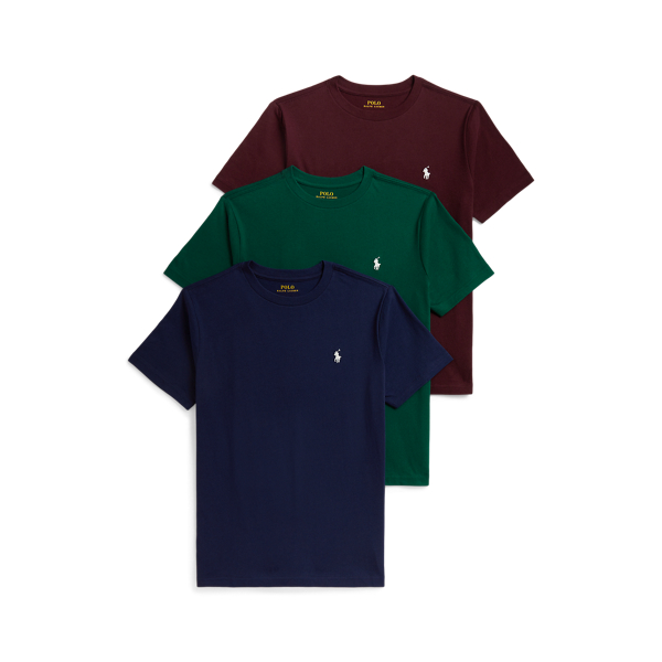 Blue/Green/Red Cotton Jersey Crewneck Tee 3-Pack Boys 8-20 2
