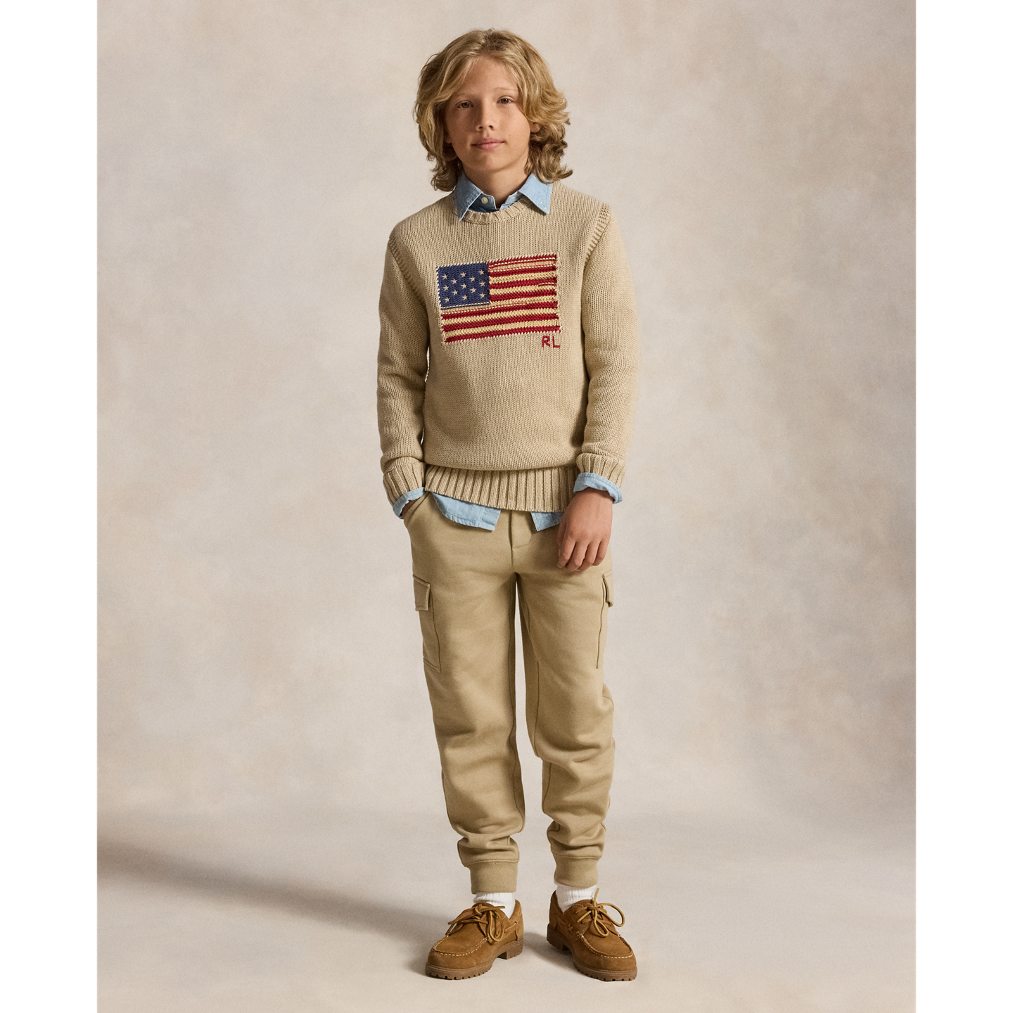 Детские брюки Ralph Lauren Fleece Cargo Jogger, цвет: Хаки — фото 3
