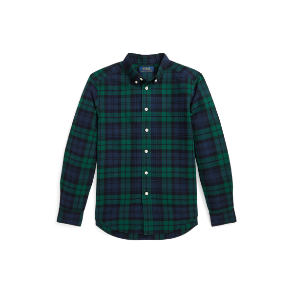 Navy/Green Multi Plaid Cotton Oxford Shirt Boys 8-20 1