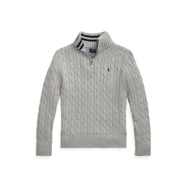 Cable-Knit Cotton Quarter-Zip Jumper Boys 6-14 Years 1