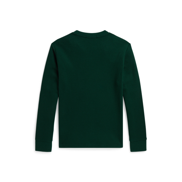 Moss Agate Waffle-Knit Cotton Long-Sleeve Tee Boys 8-20 2