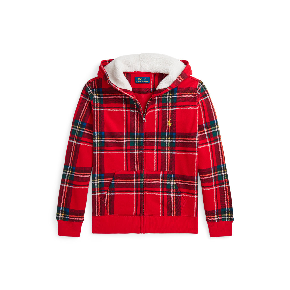 Plaid Fleece Full Zip Hoodie