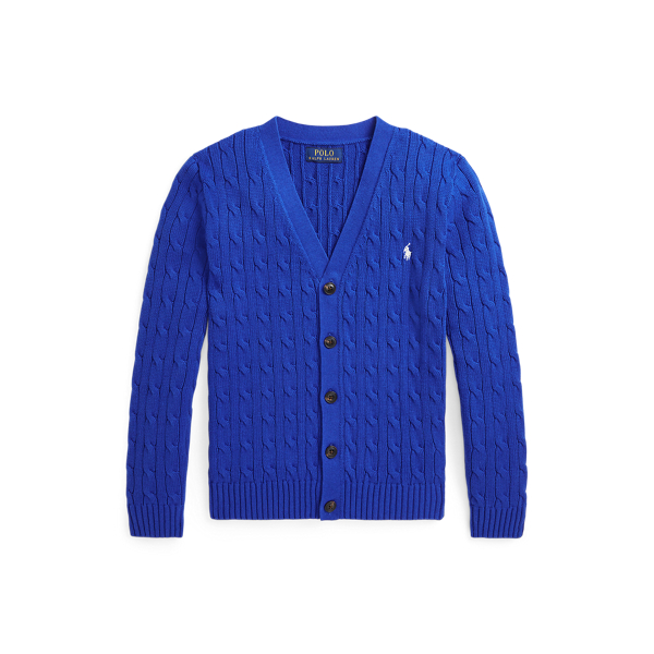 Cable-Knit Cotton V-Neck Cardigan