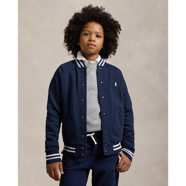 Refined Navy Fleece Baseball Jacket Boys 6-14 Years 1