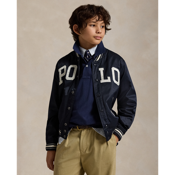 Aviator Navy Logo Twill Baseball Jacket Boys 8-20 1