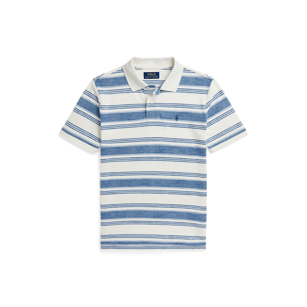 Striped Cotton Mesh Polo Shirt