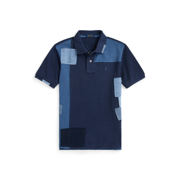 Patchwork cotton mesh polo on sale