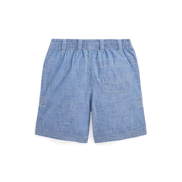 Polo Ralph Lauren☆コットンシャンブレーバミューダショーツ インディゴ コットン シャンブレー ワイドレッグ パンツ