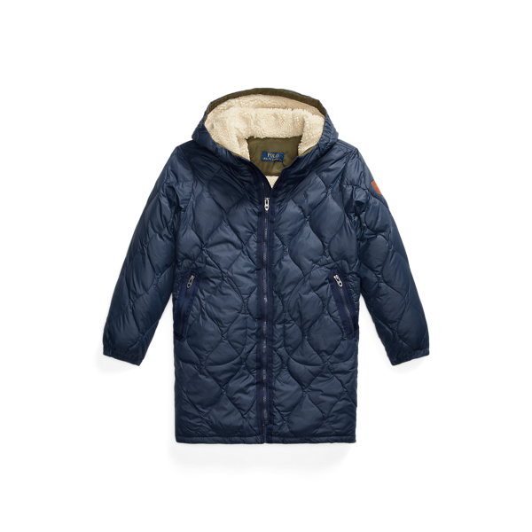 Fleece-Lined Long Hooded Jacket Boys 6-14 Years 1